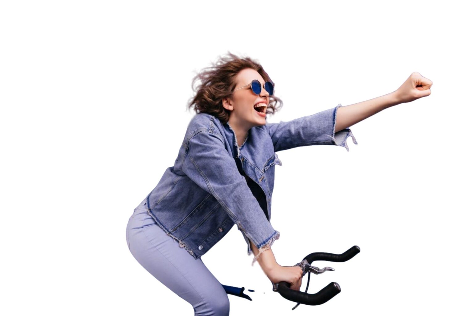 Energisk dame på sykkel